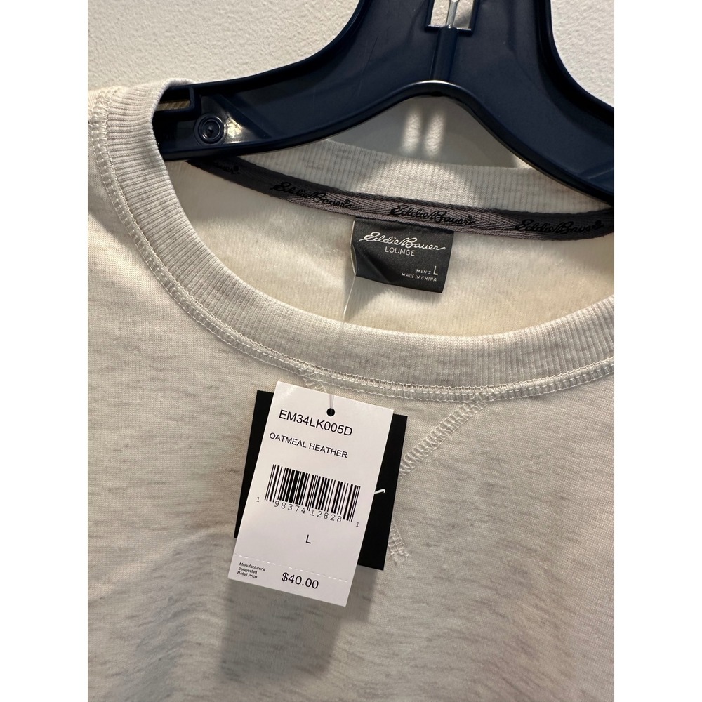 Eddie Bauer Lounge Mens Oatmeal Heather Crewneck Sweatshirt EM34LK005D NWT L - Picture 4 of 4
